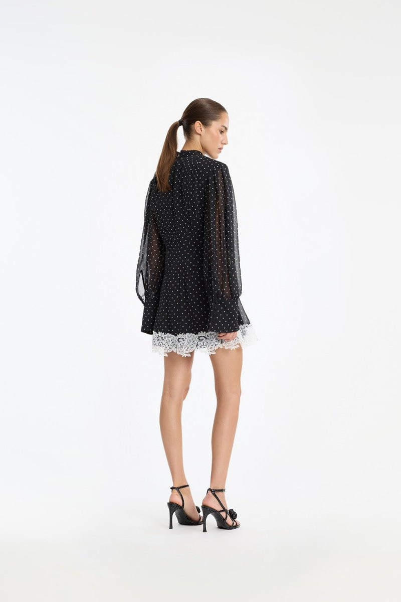 Rotate - Mini Dress LS Lace Detail Pl