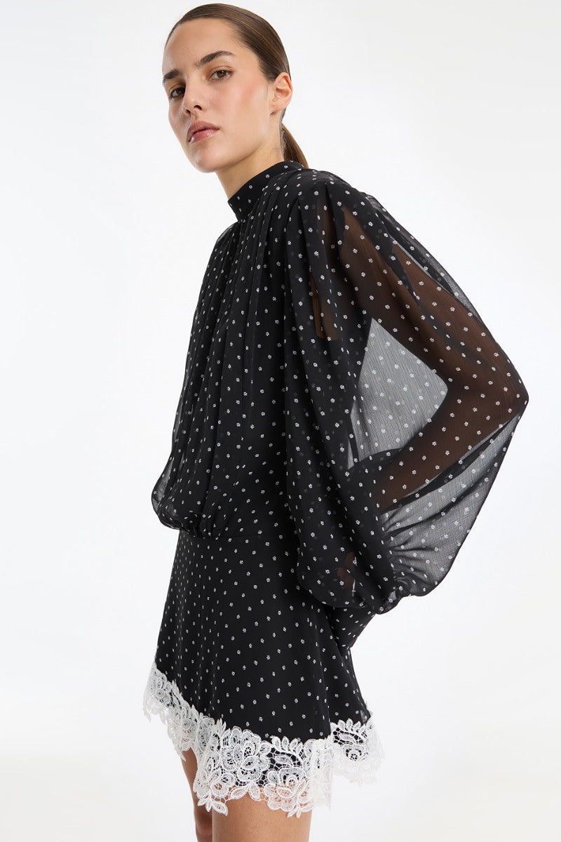 Rotate - Mini Dress LS Lace Detail Pl