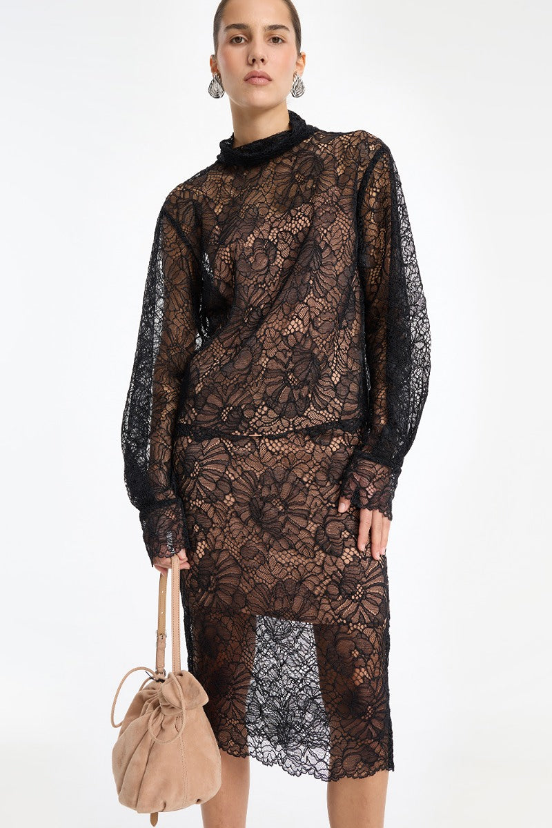 Rotate - Lace LS Blouse Pl