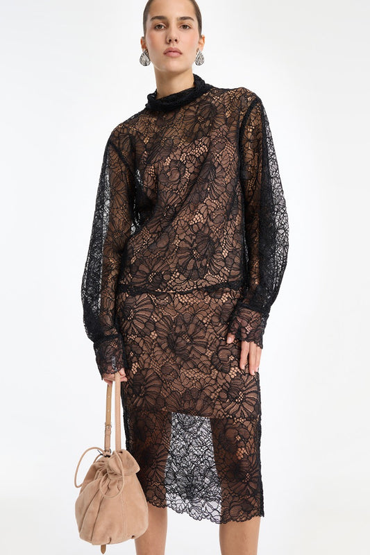 Rotate - Lace LS Blouse Pl