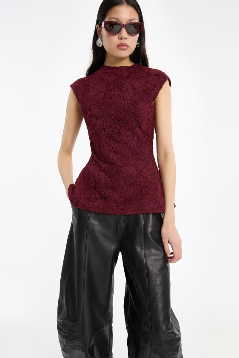 Rotate - Flower Mesh Top PlEa