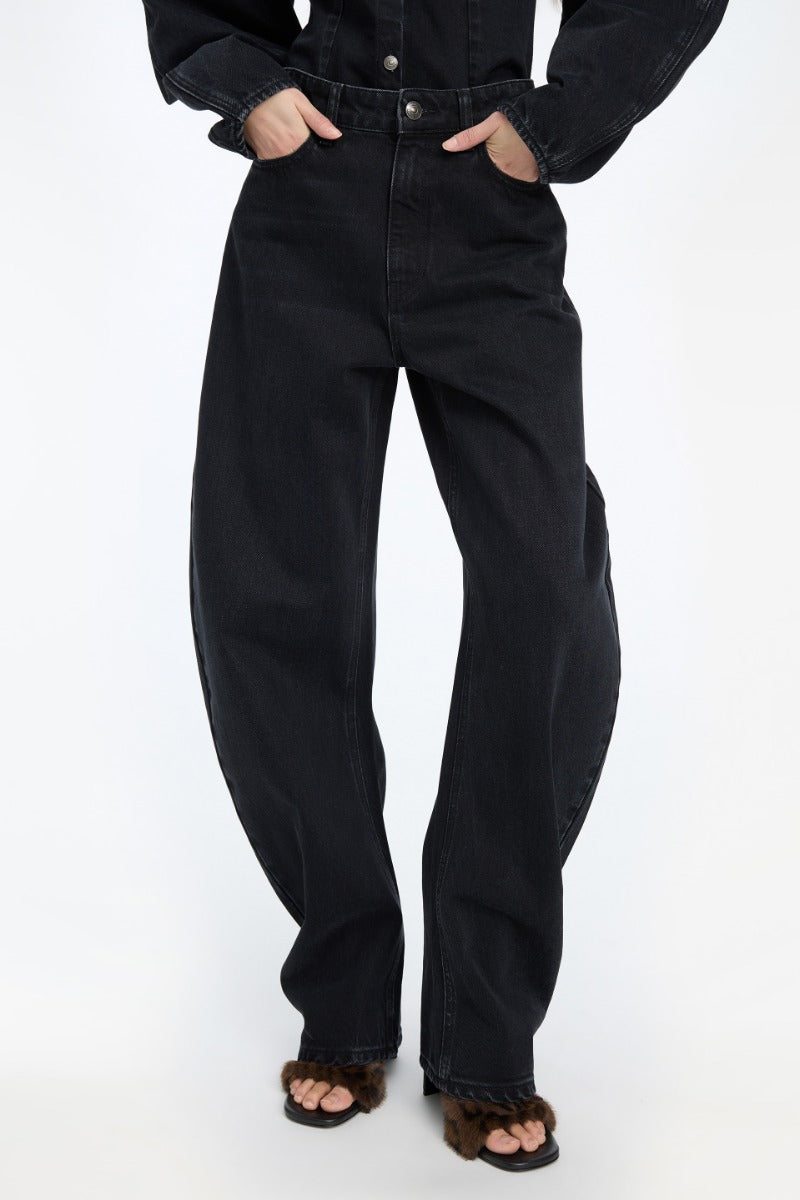 Rotate - Draped Barrel Leg Jeans