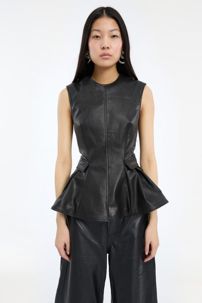 Rotate - Peplum Leather Top
