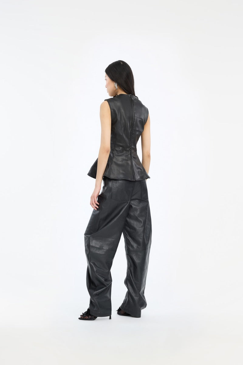Rotate - Barrel Leg Leather Pants