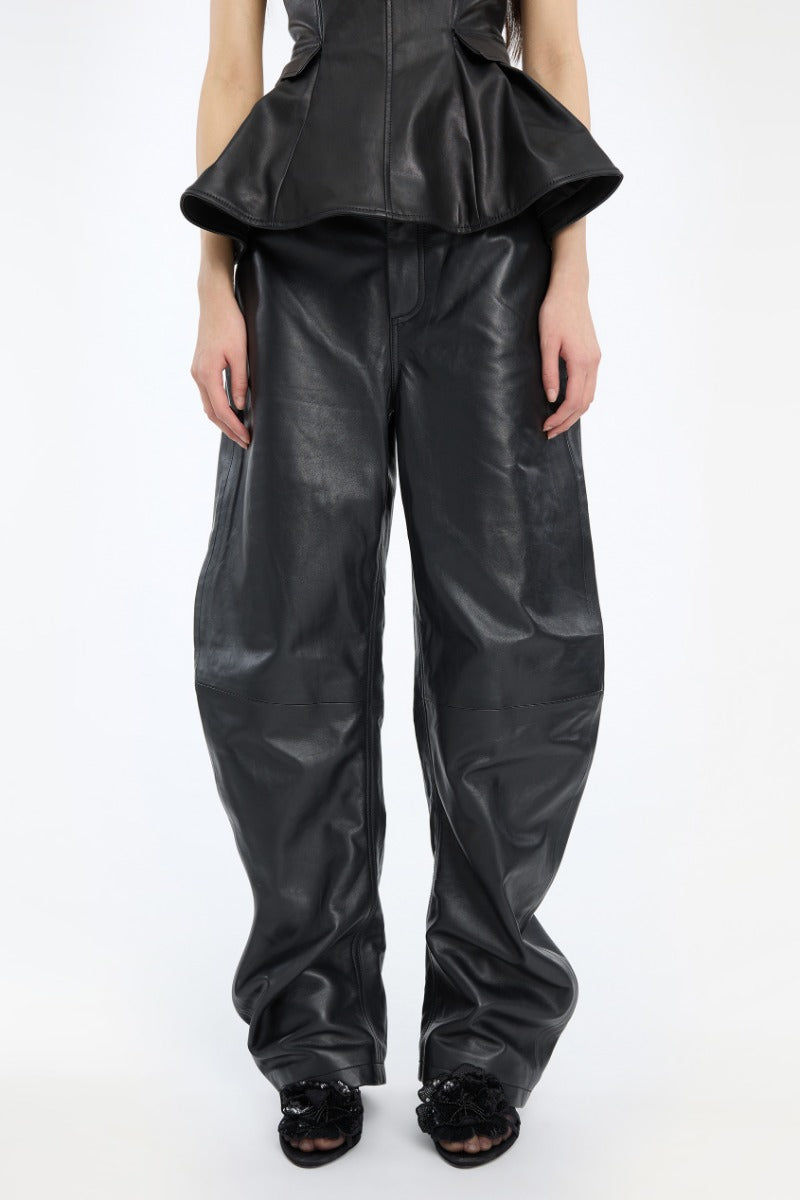 Rotate - Barrel Leg Leather Pants