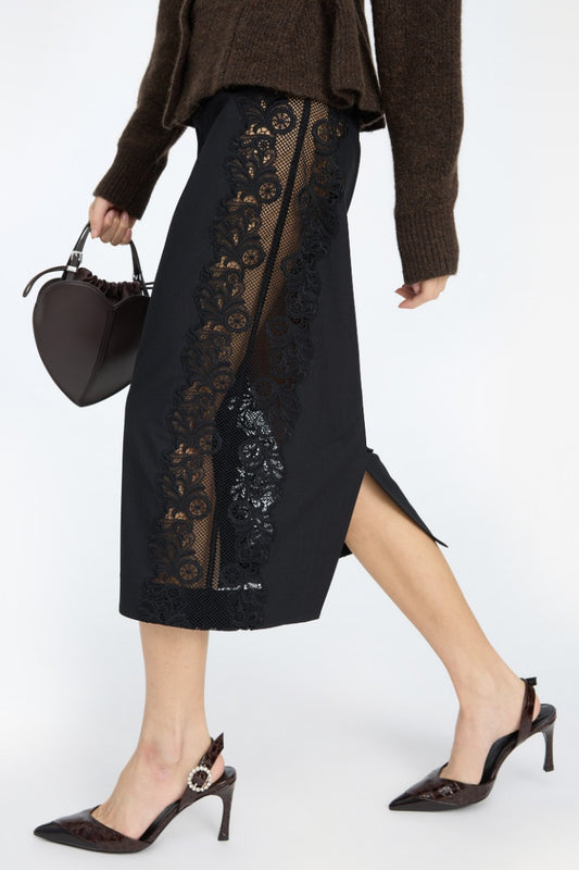 Rotate - Lace Inserted Pencil Skirt