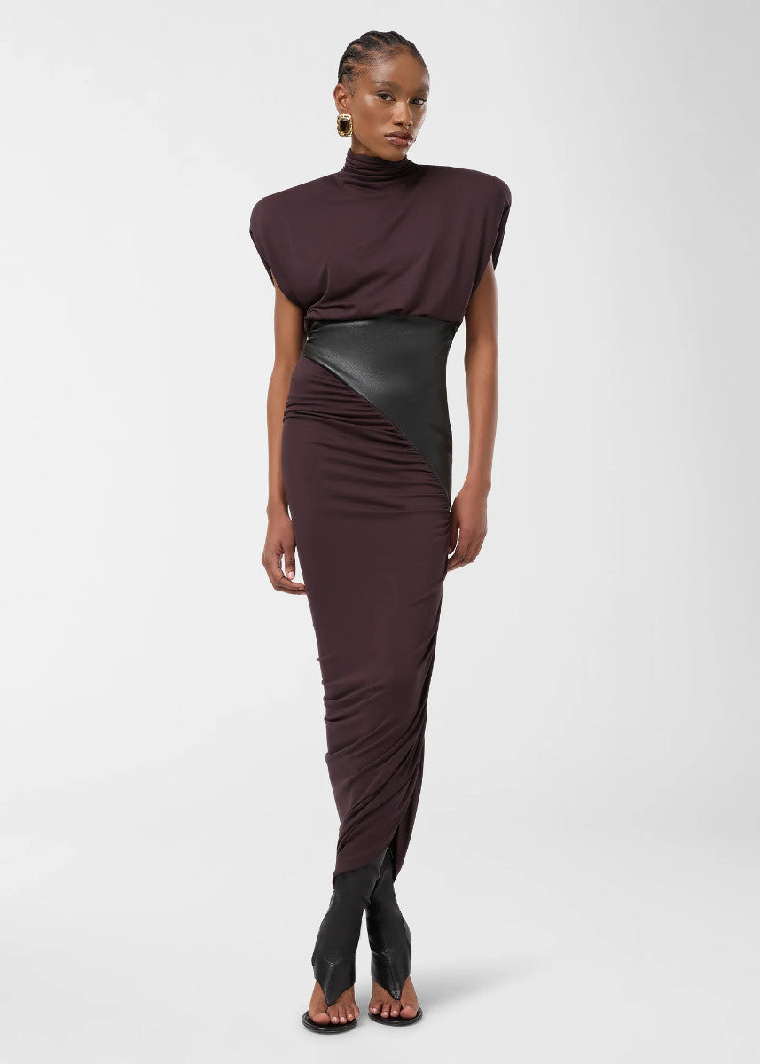The Andamane - Ursula Draped Vgn Leather Dress