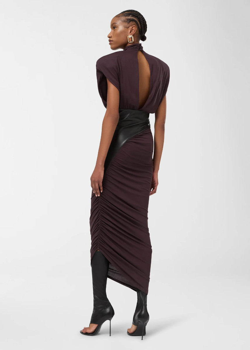 The Andamane - Ursula Draped Vgn Leather Dress