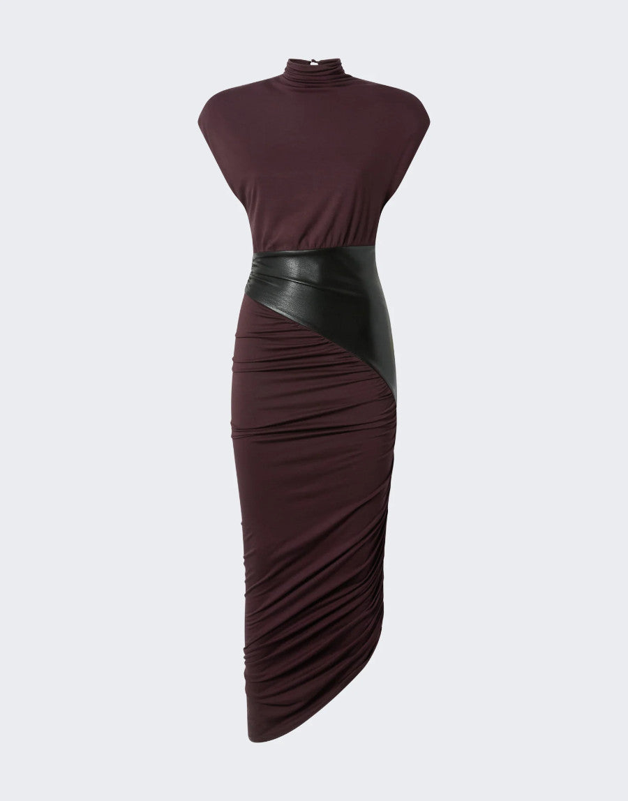 The Andamane - Ursula Draped Vgn Leather Dress