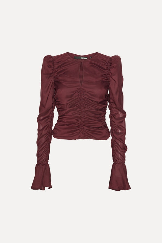 Rotate Top - Chiffon Ruched LS Top