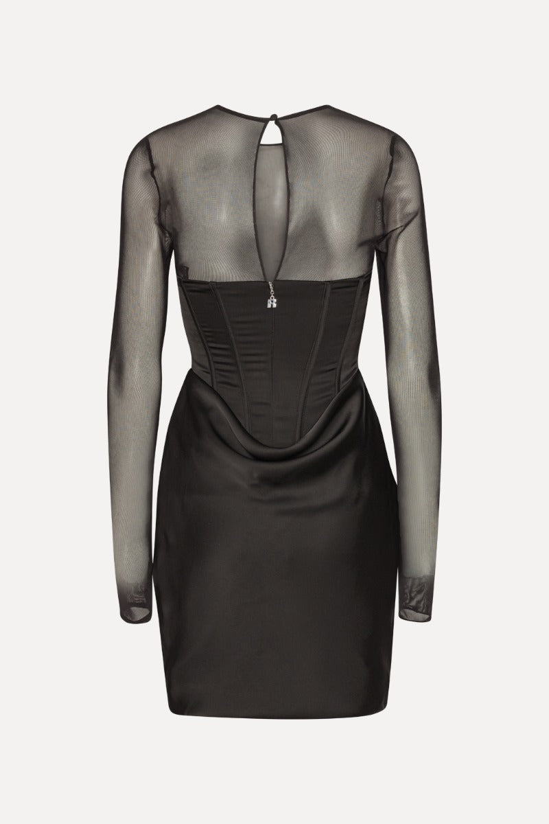 rotate corset dress Satin Corset Maxi Dress Black